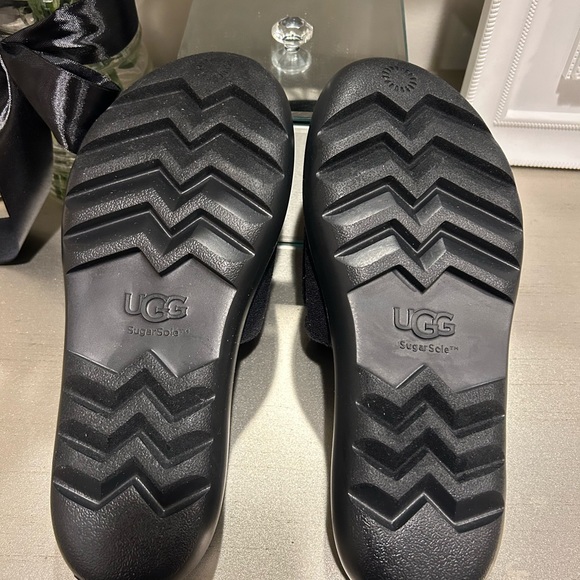 UGG Black Fuzzy Slide Sandals - Picture 6 of 8